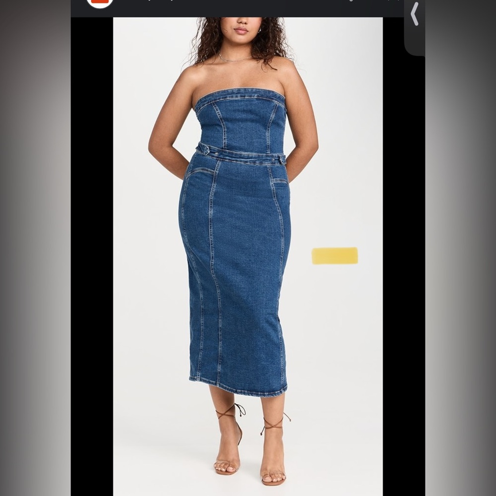 Good American Strapless Denim Midi Dress